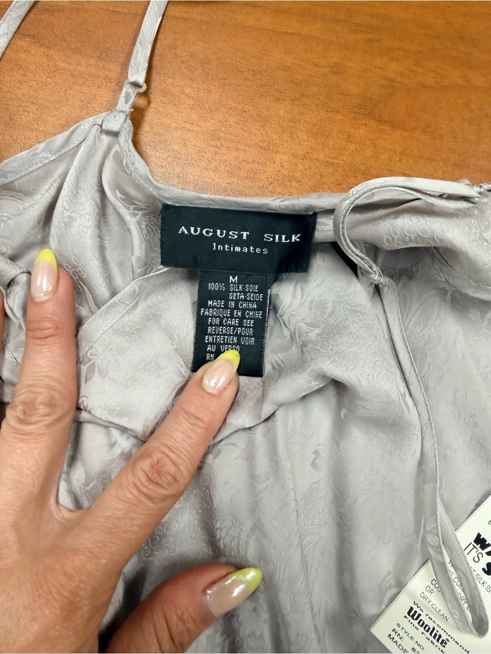 august silk Light Silver Satin Slip Top